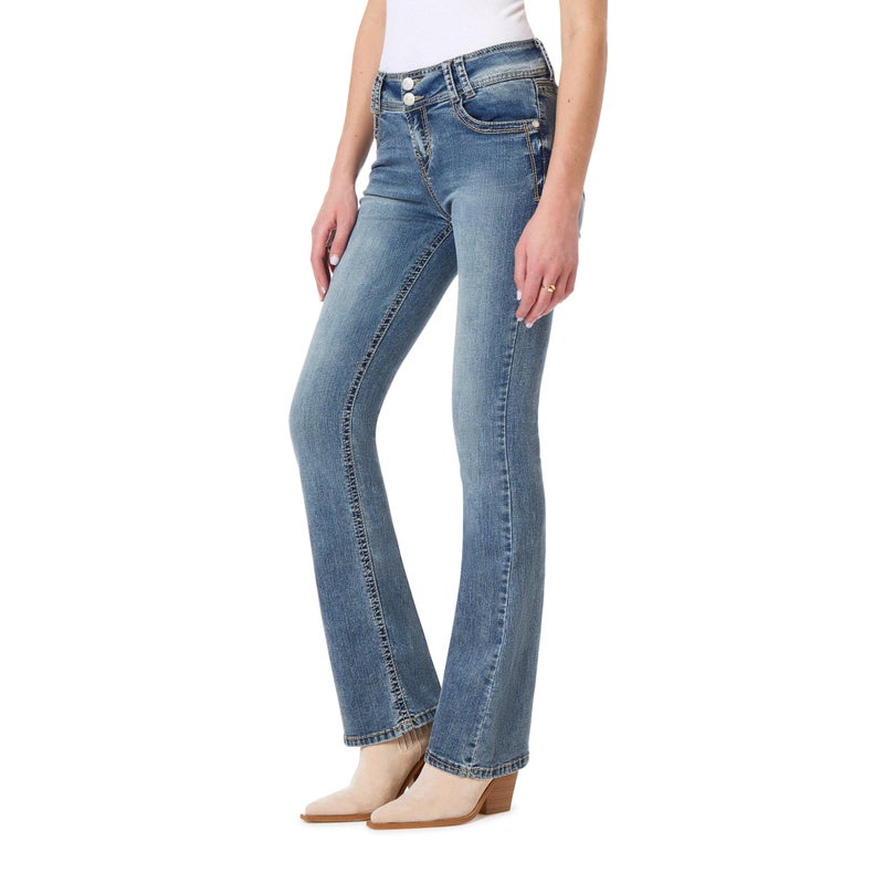 WallFlower Women's InstaStretch Luscious Curvy Bootcut Jeans, Galaxy, 9 - Image 1